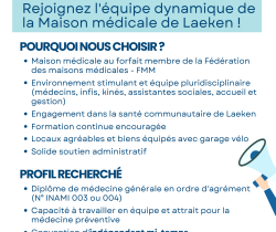 Rejoignez l’équipe dynamique de la Maison médicale de Laeken !