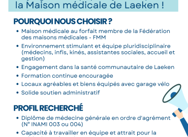 Rejoignez l’équipe dynamique de la Maison médicale de Laeken !