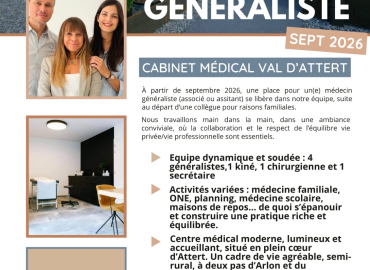 Attert: recherche généraliste associé(e) ou assistant(e) pour septembre 2026